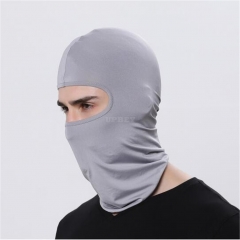 Outdoor Ski Motorcycle Cycling Balaclava Full Face Mask Neck Cover Ultra Thin light gray_adjustable