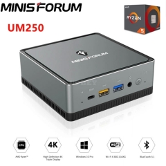 MINIS FORUM UM250 AMD Ryzen5 PRO 2500U Windows 10 Pro MINI PC DDR4 8-16GB RAM 256-512 SSD WIFI 6 BT 5.1 Game Computer 2.5 Inch SATA HDD