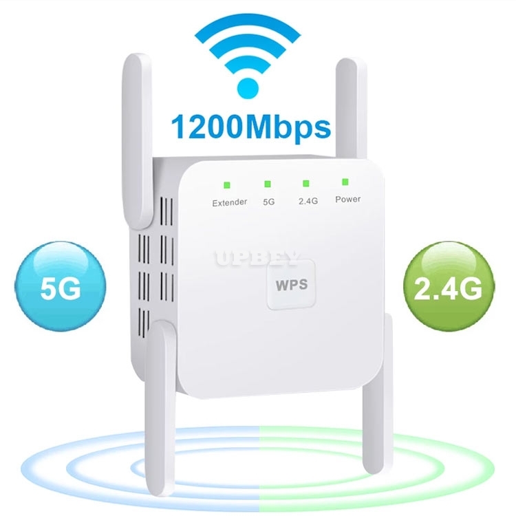 Wescoon WiFi Extender 2.4 & 5GHz Dual Band WiFi Repeater with Ethernet Port Support Repeater/AP Mode（White） 1200Mbps Internet Booster Covers up to 2500sq.ft and 20 Devices 