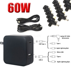 60W Universal Fast Charger PD Poer Delivery USB Type-C with 15 Plugs Adapter Cable DC for Laptop Smartphone for To shiba Lenovo Com paq Acer Dell HP A